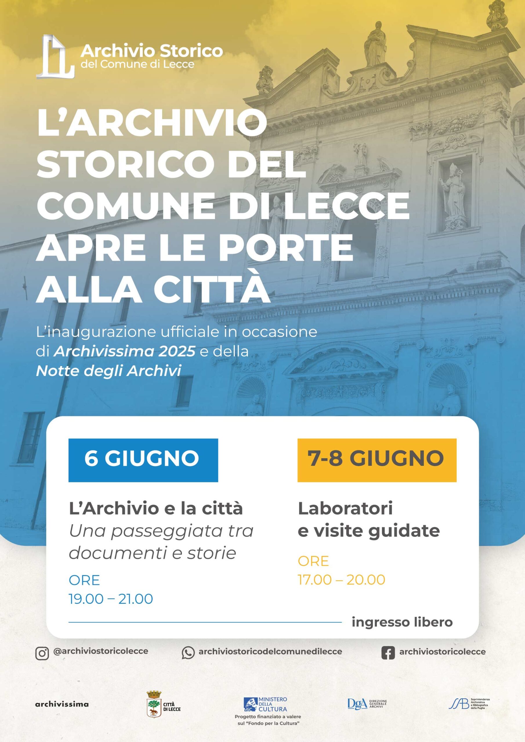 Archivissima Complesso degli Agostiniani Lecce 6 e 7/8  Giugno 2025