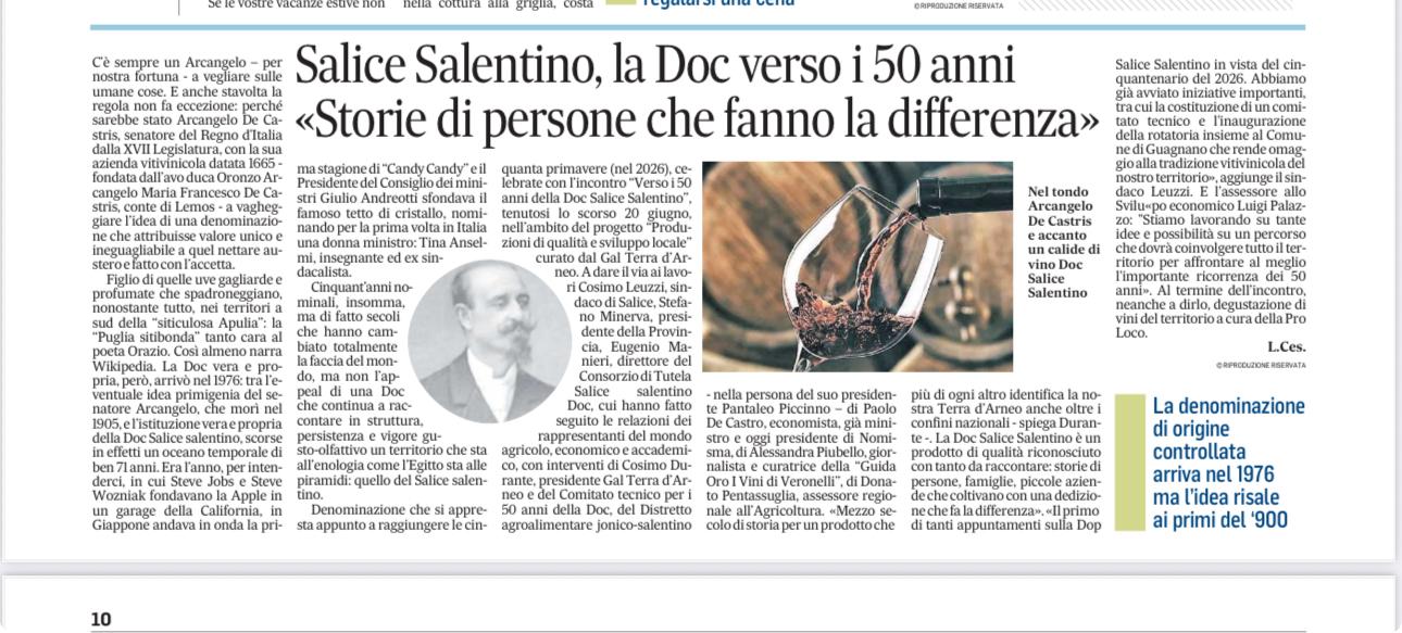 Mezzo secolo di qualità, 50 anni del Salice Salentino DOC