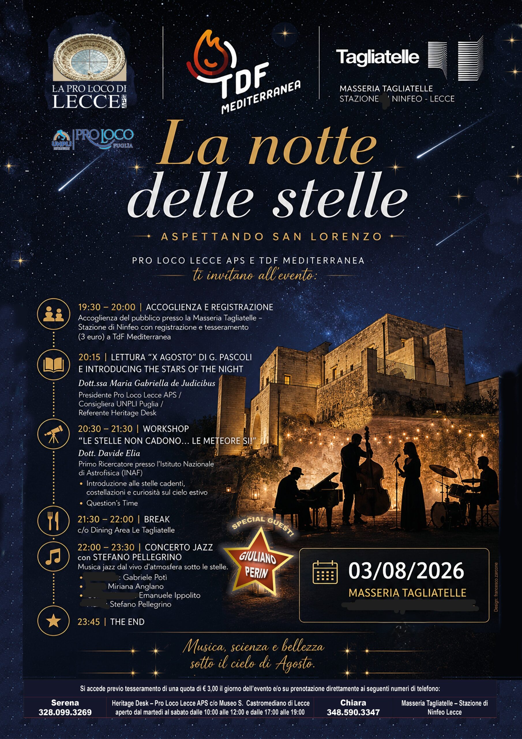 LA NOTTE DELLE STELLE! Aspettando San Lorenzo 3 Agosto 2026 Masseria Tagliatelle Lecce