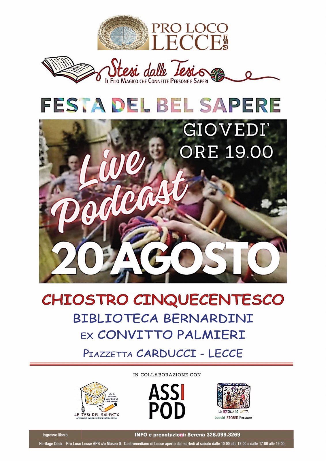 FESTA DEL BEL SAPERE: “STESI DALLE TESI” nel cuore di Lecce! Giovedi 20 agosto Ore 19.00 TI ASPETTIAMO!